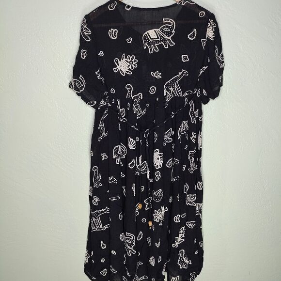 Sheer Artsy Animal Print Button Front Dress - Picture 3 of 8